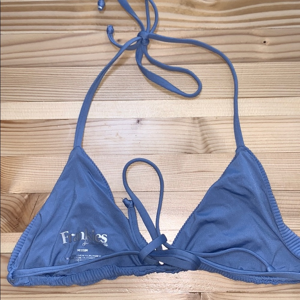 Frankie’s Blue Ribbed Triangle Bikini Top